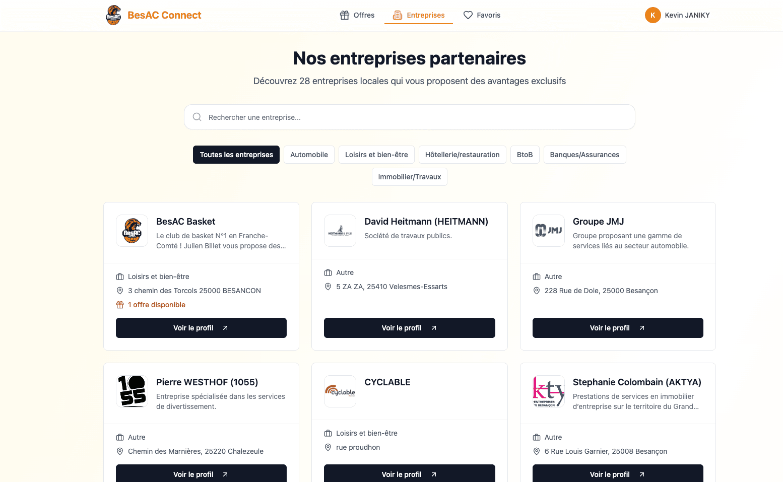 Aperçu du projet Besac Connect